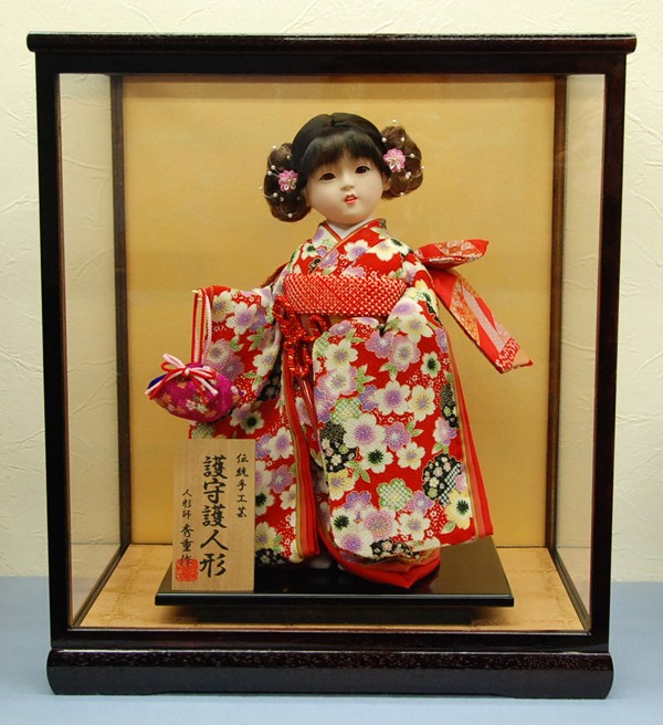 特価正規品［市松人形］日本人形／御守護人形／十六代目 秀月作／人形の高さ84.5 cm／台46×35×6cm 市松人形